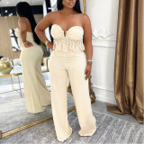 Strap-breasted Jumpsuits Fashionable Casual Slim Trousers