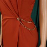 Loose Wide-leg Jumpsuits with Waist-closed Chain