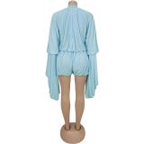 Fashionable and Casual Pleated Solid Color Jumpsuits