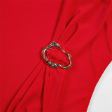 Solid Color Split Women's Swimsuit  Long Skirt