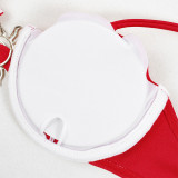 Solid Color Steel Support Gathered Split Women's Swimsuit