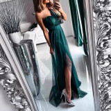 Backless long skirt solid color dress evening dress