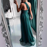 Backless long skirt solid color dress evening dress