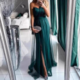 Backless long skirt solid color dress evening dress