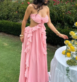 Spliced ​​ruffled Strapless Holiday Chiffon Fairy Skirt