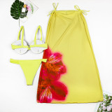 Three-piece Set of Sexy Printed Cross-border Split Women's Swimsuits