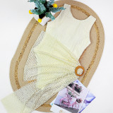 Sexy Bikini Solid Mesh Beach Dress