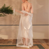 Satin-backless Suspender Nightgown Mesh Lace Nightgown Home Clothes