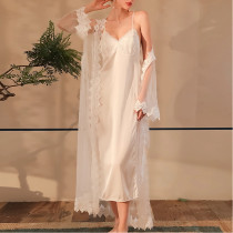 Satin-backless Suspender Nightgown Mesh Lace Nightgown Home Clothes