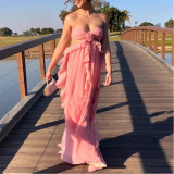 Spliced ​​ruffled Strapless Holiday Chiffon Fairy Skirt