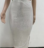 Slit Hip Sequin Skirt