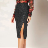 Slit Hip Sequin Skirt
