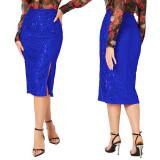 Slit Hip Sequin Skirt