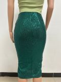 Slit Hip Sequin Skirt