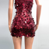 Sleeveless Hip Skirt Large Sequin Backless Suspender Dress