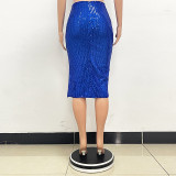 Slit Hip Sequin Skirt