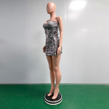 Sleeveless Hip Skirt Large Sequin Backless Suspender Dress