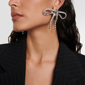 Bow Tassel Earrings Simple Rhinestone Earrings