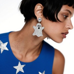 Halloween Ghost Earrings Exaggerated Rhinestone Earrings