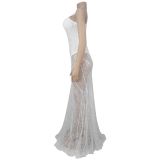 Sexy Suspender Lace Perspective Dress