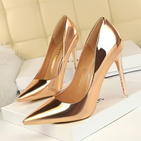 Metal Heels High Heels Women's Shoes High Heels Shallow Mouth Pointed Toe Sexy Nightclub Slim Single Shoes