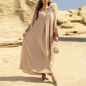 Muslim Women's Robe Dubai Embroidered Dress Jalabiya
