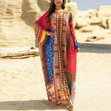 Printed Hot Diamond Heavy Industry Robe Loose Fashionable Jalabiya Dress