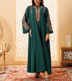 Embroidered Rope Embroidered Muslim Pullover Dress Robe