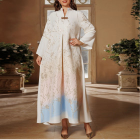 Muslim Dress Fashion High-end Jacquard Fabric Embroidered Gradient Robe
