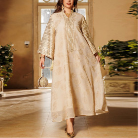 Muslim Embroidered Sequined Robe Large Size Dress