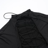 Slim-fitting Hollow Strap Long-sleeved Dress