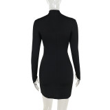 Slim-fitting Hollow Strap Long-sleeved Dress