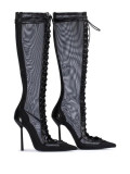 Lace-up Hollow Fashion Pointed Toe High Sandals Large Size Knee-high Boots