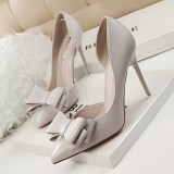 Bow High Heels, Stiletto Heels, Shallow Mouth, Pointed Toe and Side Hollow Shoes