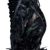 Solid Color Strapless Backless Sequined Feather Dress