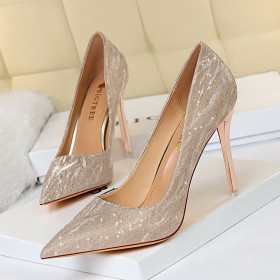 Stiletto High Heel Shallow Toe Pointed Toe Sequin Nightclub Shoes Wedding Shoes