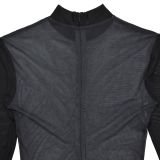 Hot Rhinestone Mesh Print Dress Suit