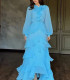 Tiered Ruffled Chiffon Waist-cinching Maxi Skirt