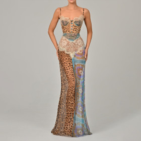 Suspender Long Skirt Hot Girl Slit Tube Top Chiffon Dress