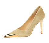 High Heels Stilettos High Heels Metal Pointed Toe Suede Women's Shoes