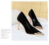 High Heels Stilettos High Heels Metal Pointed Toe Suede Women's Shoes
