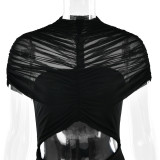 Sexy Navel-baring Hottie’s Butt-covering Pleated Long Skirt