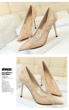 Stiletto High Heel Shallow Pointed Toe Mesh Hollow Lace Shoes 9CM