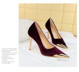 High Heels Stilettos High Heels Metal Pointed Toe Suede Women's Shoes