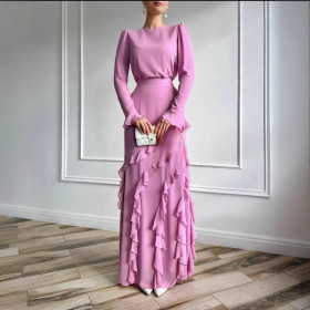 Three-dimensional Ruffled Slim-fitting Long Skirt Two-piece Set