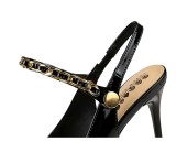 Back Empty Shoes Banquet High Heels Pointed Toe Hollow Metal Chain Back Strap High Heels