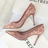 Stiletto High Heel Shallow Pointed Toe Mesh Hollow Lace Shoes 9CM