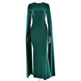 Banquet Dres, Sexy Temperament Slim Slit Solid Color Long-sleeved Dress