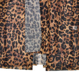One-line Collar Tube Top Sexy Leopard Print Temperament Slim Slim Long Skirt Suit