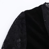 Halloween Dark Style Dolman Sleeve Lace Splicing Velvet Dress